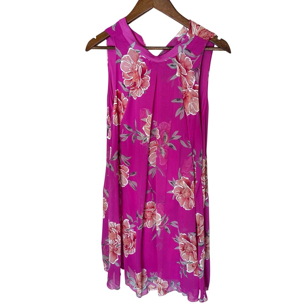 Signature Robbie Bee dress Size 12 colorful Floral Pink Artsy sleeveless tank